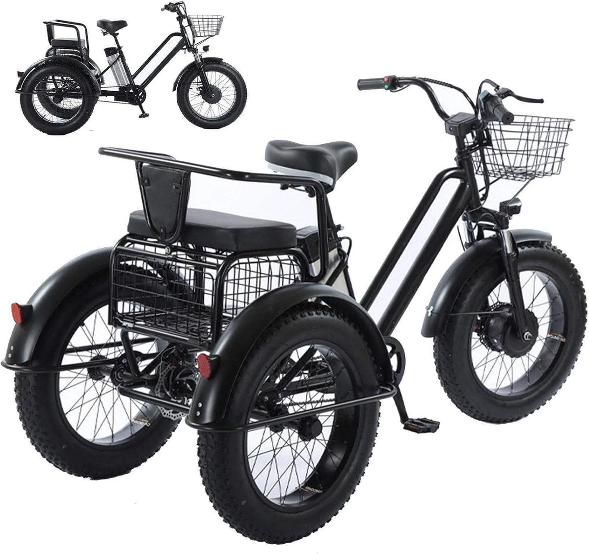 Vélo V/12, Charge maximale de 200 kg, 12 Ah, Modèle V, idéal pour les trajets domicile-tr, cargo électrique à pneus larges de 20 pouces