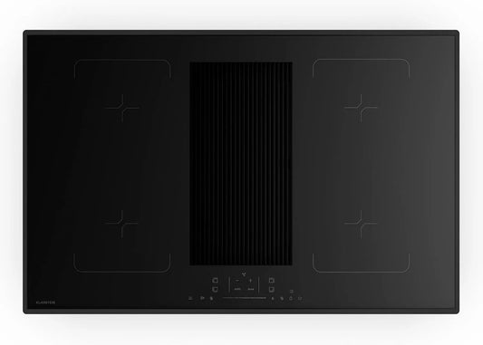 Klarstein plaque de cuisson, largeur 80cm, puissance 8400W Boost, Minuterie, Verre finition noire, Velaire Flex Induction Avec Hotte Intégré