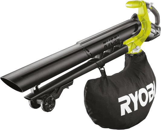 Ryobi aspirateur OBV18, Souffleur Broyeur sans Fil 18V One+, Vitesse 201 km/h, Sac 45L, Fonction Broyage, Nettoyage Feuilles, Déchets Verts