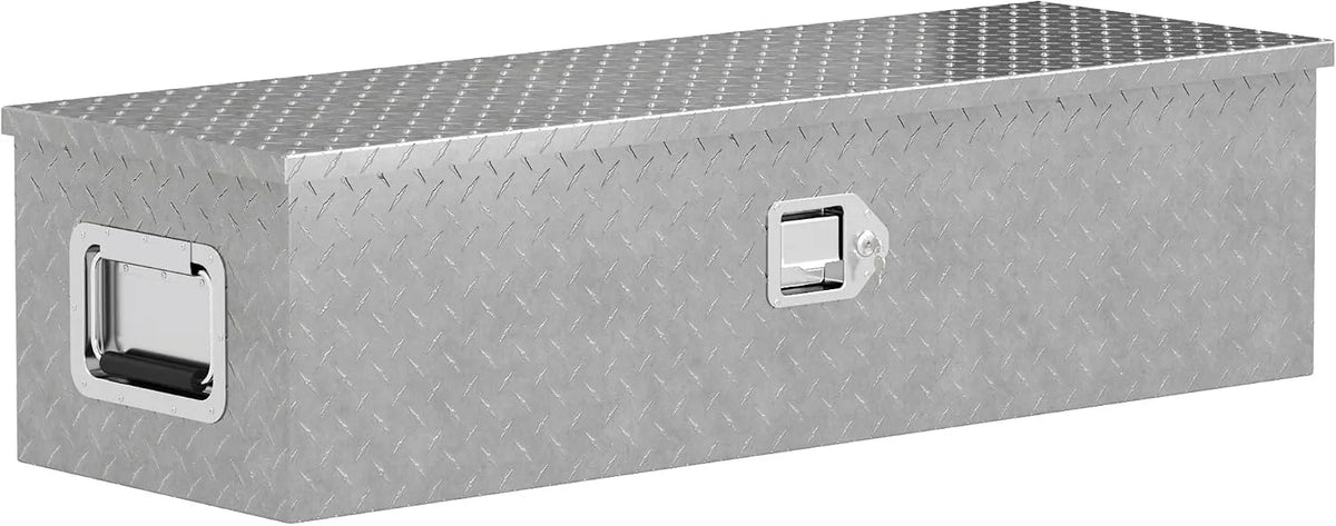 Homcom Boîte à outils pour remorque, avec poignées larges et antidérapantes, pour camionnettes, finition argentée, dimensions 99 x 33 x 25,5 cm