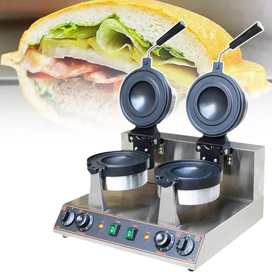 Hamburgers Électrique Professionnelle Machine À, Minuterie 5 Minutes, Gaufrier, Antiadhésif, Cuisson Double Face, Appareil À Gaufres Aux Œufs