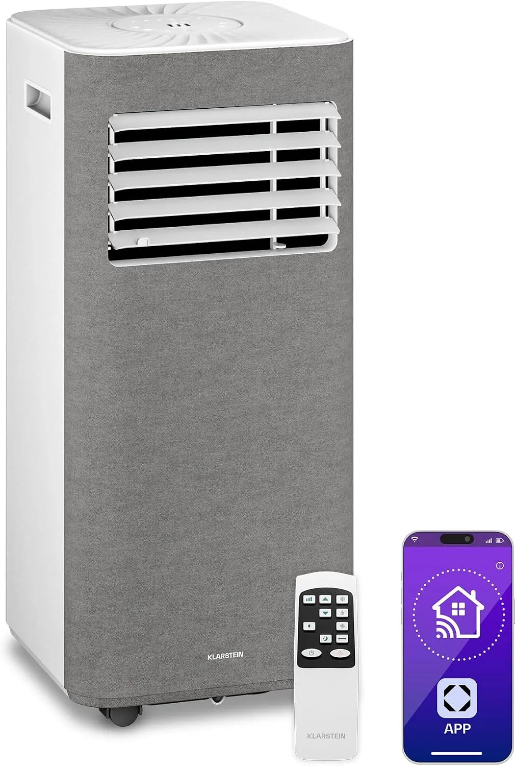 Klarstein climatiseur, AireLux Mobile, 9,000 BTU, Pour Pièces Jusqu'à 33 m², 3-en-1 Refroidissement, Télécommande & App, Silencieux, finition grise