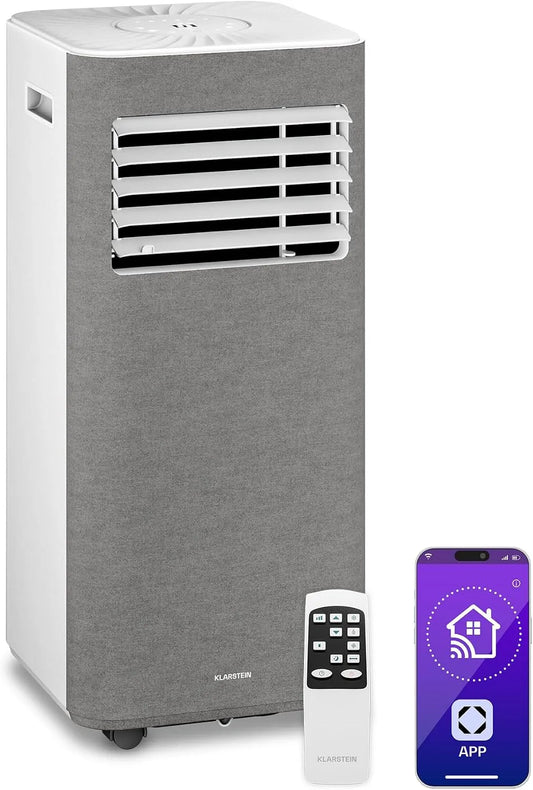 Klarstein climatiseur, AireLux Mobile, 9,000 BTU, Pour Pièces Jusqu'à 33 m², 3-en-1 Refroidissement, Télécommande & App, Silencieux, finition grise