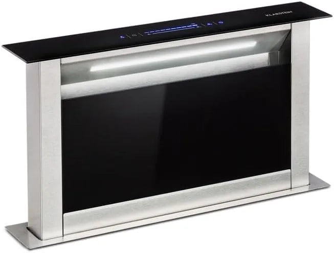 Klarstein hotte aspirante, Faible Niveau Sonore 51 dB, 576 M³/H, Touch-To-Slide, Acier Inoxydable & Verre, Royal Flush Eco 60cm, Cee A++