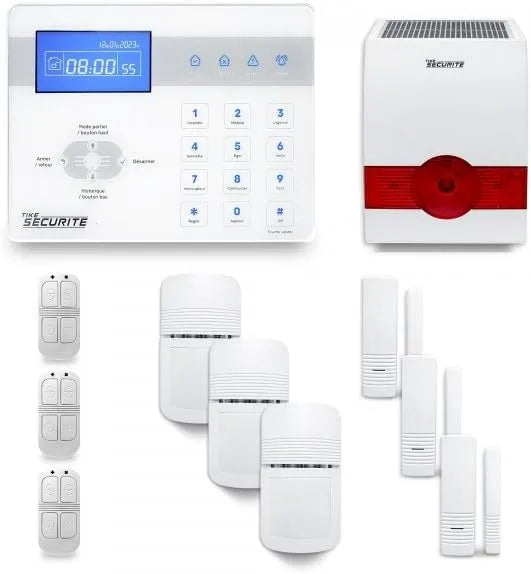 Alarme maison, sans fil ICE-Bi 3 à 4 pièces mouvement + intrusion + sirène extérieure solaire, Compatible Box internet, à fonctionnement