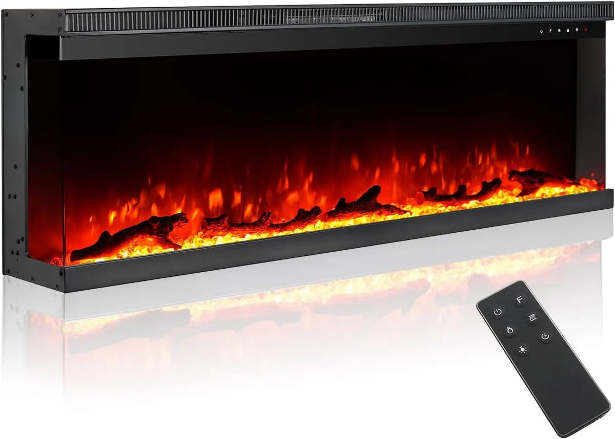 Modèle 127cm 127cm 127cm/50inch M.C.Haus Cheminée, Effet de Flamme Electrique avec 9 Couleurs, puissance 1800W, largeur 127cm, finition noire