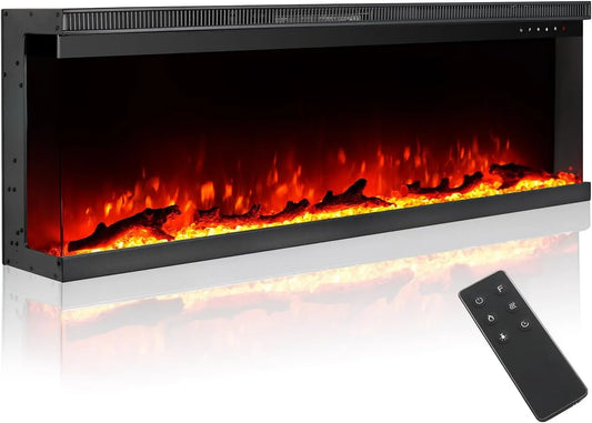 Modèle 127cm 127cm 127cm/50inch M.C.Haus Cheminée, Effet de Flamme Electrique avec 9 Couleurs, puissance 1800W, largeur 127cm, finition noire