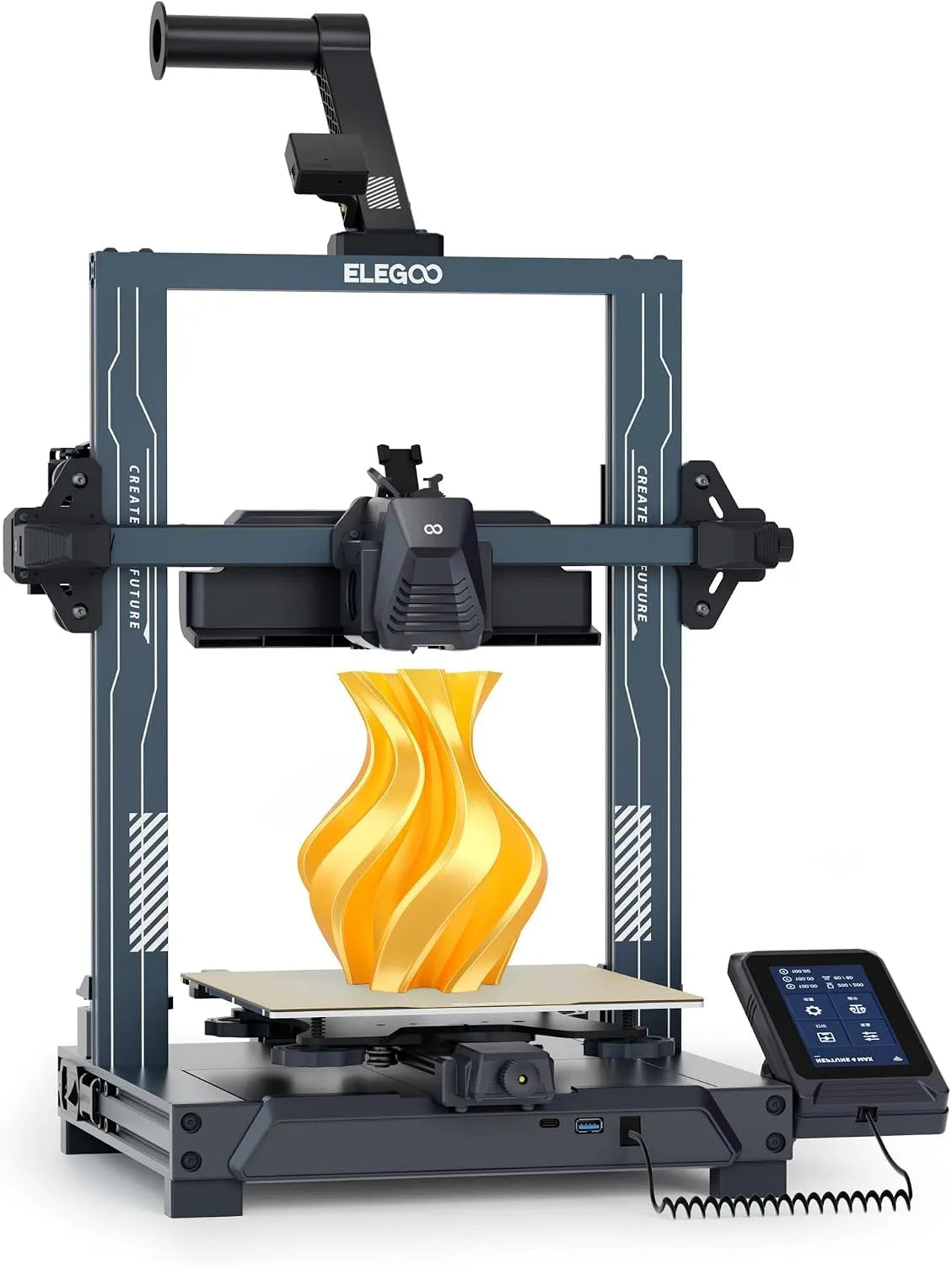 Imprimante 500mm/s, ELEGOO Neptune 4 Pro 3D Rapide, Lit de Chaleur segmenté Intelligent 225x225x265mm, s Haute Vitesse avec Firmware Klipper