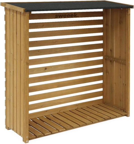 Abri à bûches,. en bois. 120x45x120cm. avec toiture et plancher, dimensions 120x45x120cm