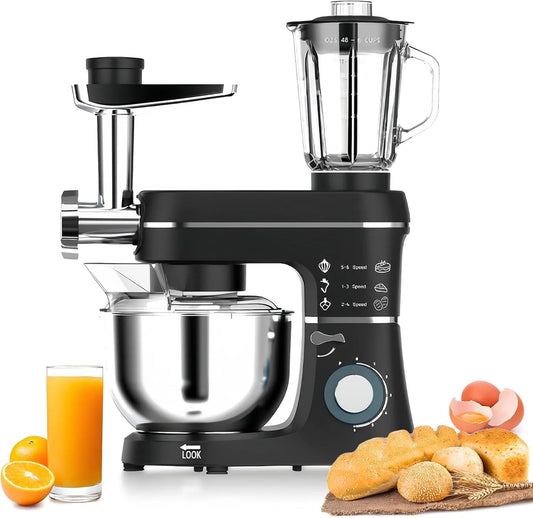 Cuisine Universelle 5 en 1 Machine de, avec Système de Battement Planétaire, Bol en Acier Inoxydable de 10 L, Black