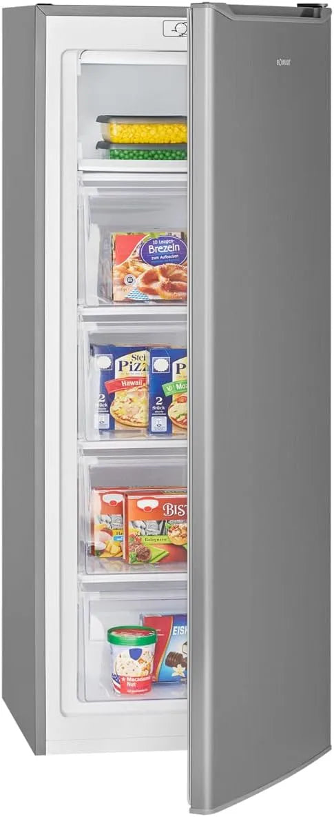 Bomann congélateur GS 7364, largeur 143 cm, Silencieux 40 dB, 4 étoiles, Plage de température: ≤ -18 °C, capacité 168L, inox