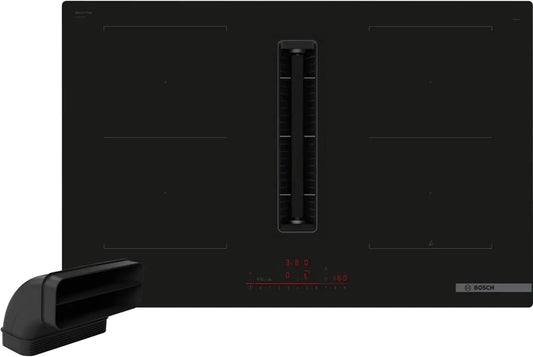 Bosch plaque de cuisson PVQ811HGA7, Série 6 de cuisson à induction, 80 cm de large, avec hotte aspirante, avec canal plat L, intelligente, CombiZone