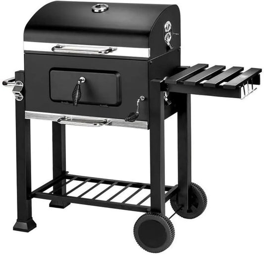 Barbecue, au Charbon de Bois, 107 * 115 * 68cm, Chariot à, Roues, poignée en Acier Inoxydable, Évent Réglable, Grill XXL à Charbon