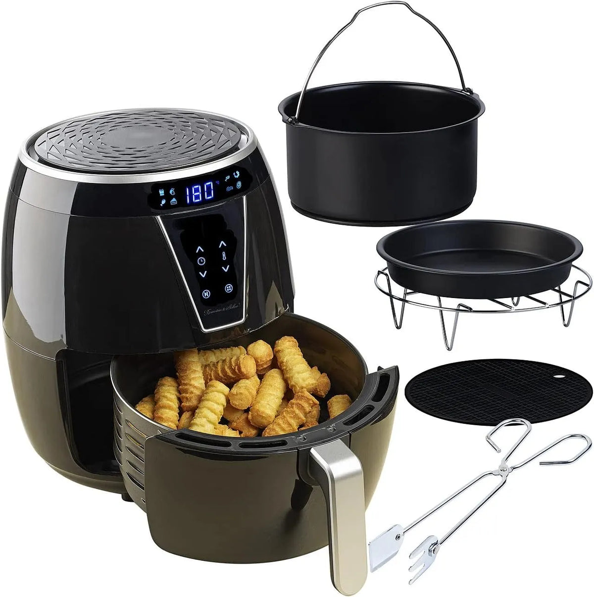 Friteuse à air chaud, capacité 4,5 l, chaud multi-usages avec accessoires de cuisson et de gril, Rosenstein & Söhne