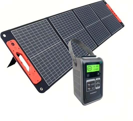 Générateur électrique QC3.0, Charge ultra rapide Type-C PD 140W, 192Wh + Panneau Solaire Pliable 100W, DC 120W, Kit Énergie Solaire Portable, USB