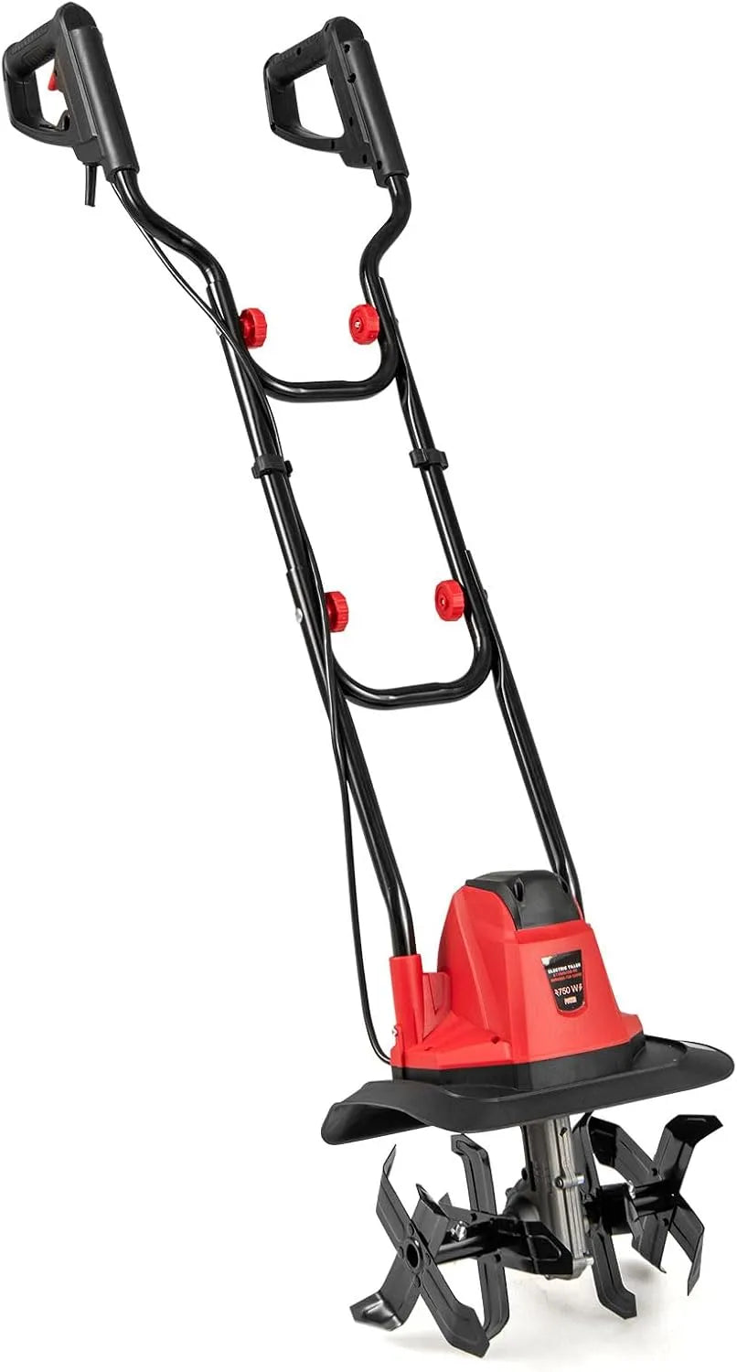 Goplus motobineuse, Largeur de Travail et Profondeur de Travail 22 cm, Largeur 32,5, Fraiseuse de Jardin, Electrique Filaire 1200W, Rouge