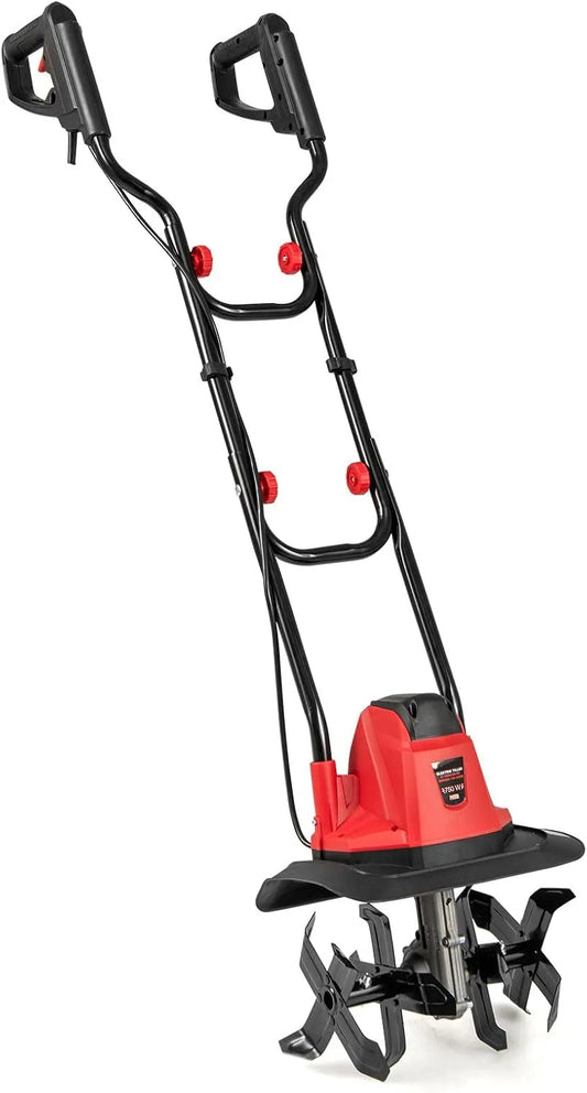 Goplus motobineuse, Largeur de Travail et Profondeur de Travail 22 cm, Largeur 32,5, Fraiseuse de Jardin, Electrique Filaire 1200W, Rouge