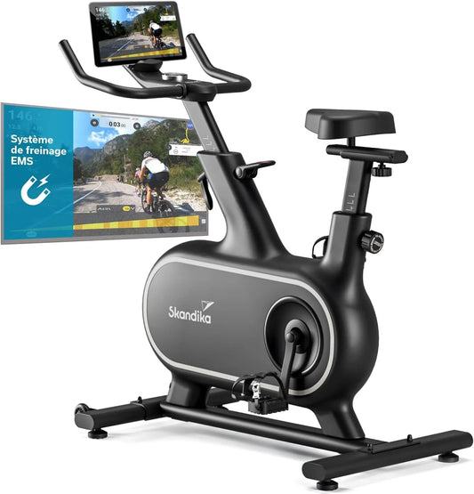 Vélo P12-H Skandika, Max 130KG, 32 Niveaux de Résistance, d'appartement Cykling, Écran LCD, Kinomap, Frein électromagnétique, Guidon ergonomique