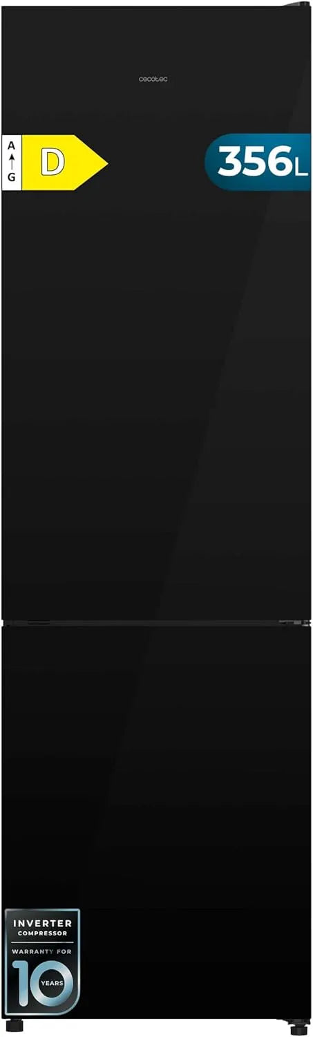 Cecotec réfrigérateur 356i, Combi 356L Bolero CoolMarket Combi Black Glass D. 200cm de Hauteur, 59,5 cm de Largeur