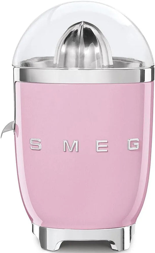 Smeg modèle CJF11PKEU, puissance 70W, Presse Agrumes Électrique, Pressage Manuel à Pression, Bec Anti-goutte et Cône Universel, Base Antidérapante