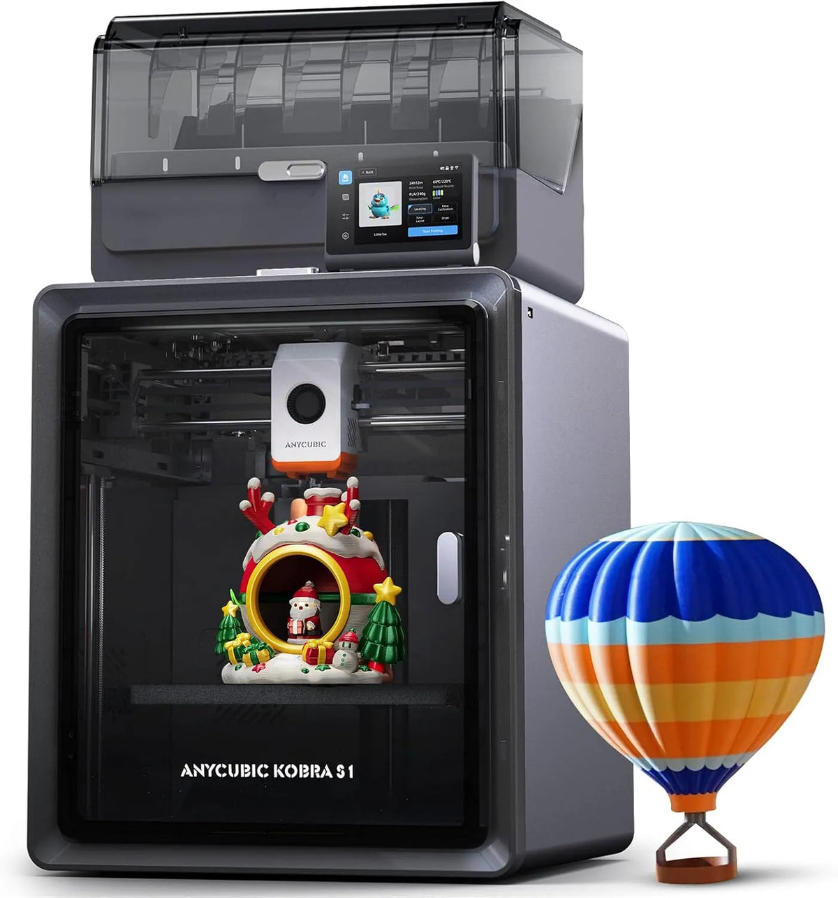 Imprimante 600mm/s, s Haute Vitesse, Construction CoreXY Fermée, PETG, ABS, Anycubic Kobra S1 Combo 3D, LeviQ 3.0, Compatible pour Filament PLA, ASA