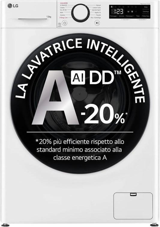 LG lave-linge F4R3013NSWB 1400, AI DD classe énergétique A -10%, Charge avant Série R3, 13kg, Smart Diagnosis, Moteur Direct Drive, tours, AIWash
