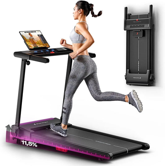 Tapis de Course Pliable Sportstech sProRun, Vitesse jusqu'à 12 km/h, avec Inclinaison de 9%, pour la Maison, capacité maximale de 120 kg