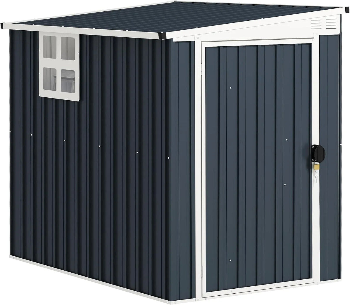 Abri de jardin Outsunny, remise à outils avec toit incliné, imperméable et anti-UV, porte verrouillable, finition grise foncé