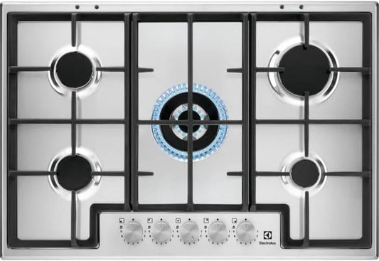 Plaque de cuisson EGS75362X, de cuisson 5 feux à gaz 75 cm en acier inoxydable