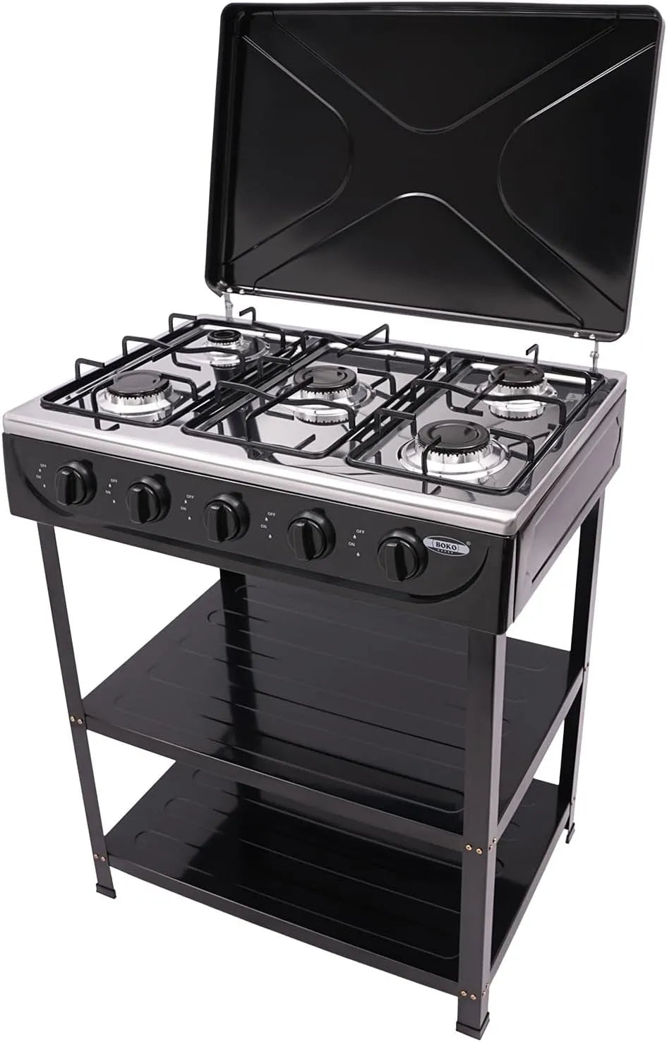 Plaque de cuisson, de cuisson à gaz naturel, 5 feux, Avec 2 étagères, Pour activités de plein air, Commande indépendante