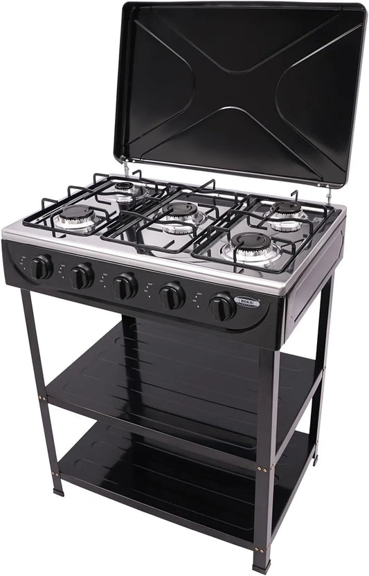 Plaque de cuisson, de cuisson à gaz naturel, 5 feux, Avec 2 étagères, Pour activités de plein air, Commande indépendante