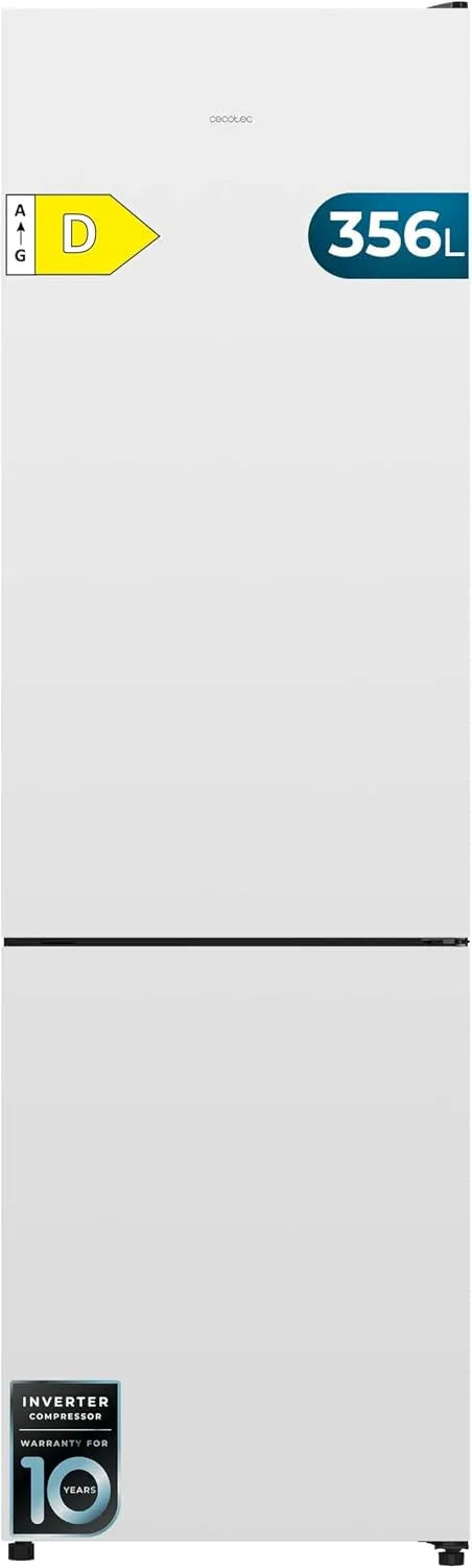 Cecotec réfrigérateur 356i, Largeur 59,5cm, FreshnessFlex HUB, Éclairage LED, Combi 356L Total NoFrost Bolero CoolMarket Combi White D. Hauteur 200cm
