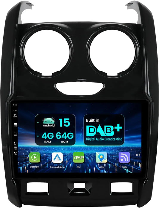 Dab+ modèle 4G+64G 2015-2020 intégré, Android Auto Autoradio pour Renault Duster IPS 9 Pouces, sans Fil CarPlay, avec GPS Mirror Link
