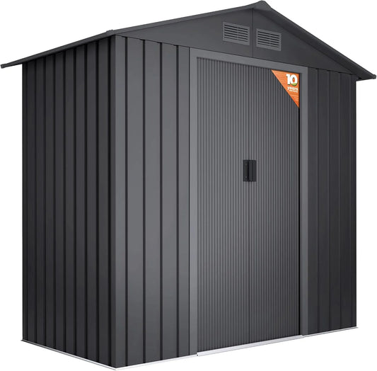 Abri de jardin 57m2, 4 Grilles, en métal 2 Light Anthracite, dimensions 196x131x196cm, Rangement extérieur, Double Porte coulissante