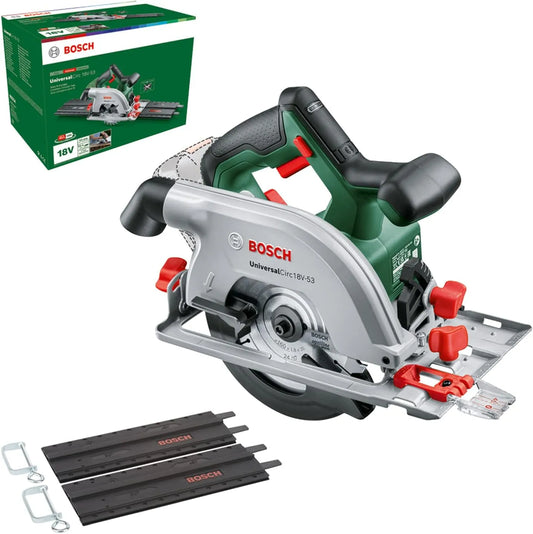 Bosch modèle, profondeur de coupe maxi 53 mm 18V-53, système 18V, set de 2 rails de guidage, UniversalCirc, coupes dans tous les bois et dérivés
