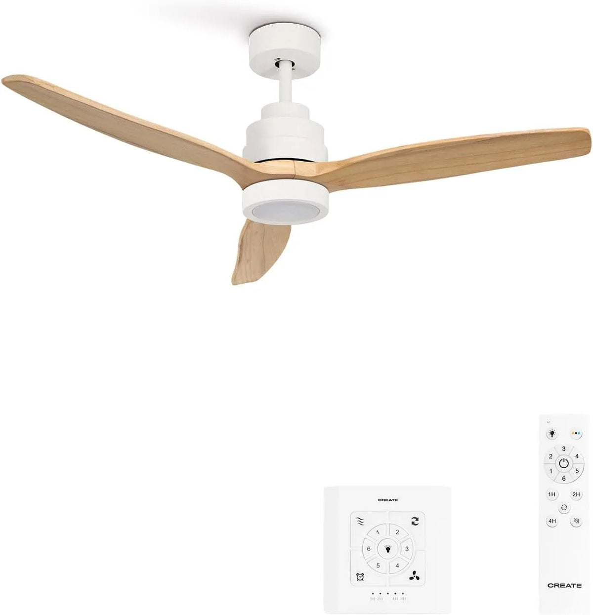 Ventilateur, Ø132 cm, 6 niveaux de vitesse, puissance 40W, 6 niveaux de vitesse, CREATE, contrôleur murale et télécommande, minuterie, été-hiver