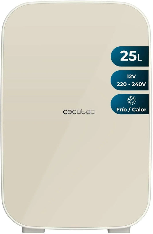 Cecotec, Mini Frigo Bolero MiniColing 25L Bahamas Beige. Capacité 20 L, Fonctionnement 12-220 V, Température Réglable de 7 ºC à 65 ºC
