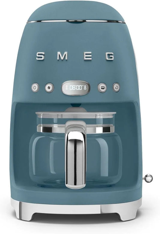 Smeg machine à café DCF02SBMEU, puissance 1050 W, Carafe en Verre Jusqu'à 12 Tasses, 2 Niveaux d'Intensité, Filtre, Fonction Arôme et Autostart