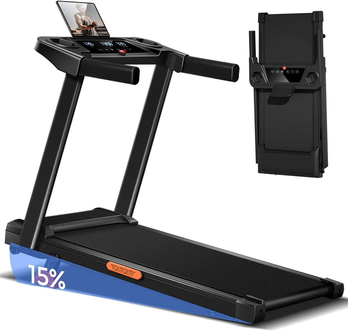 De Course Pliable Inclinable 9% LONTEK Tapis, Charge Max. 136KG, Treadmill Home avec Moteur 3,0 CV et Affichage LED, 12KM/H