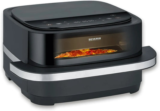 Severin friteuse à air chaud FR 2464, Multicuiseur avec fenêtre, Friteuse sans huile avec panier de 4 L sans PFAS, finition noire