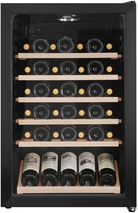 Cave à vin Cavin, 45 bouteilles, à pose libre, Polar Collection 49, noire, six clayettes en bois