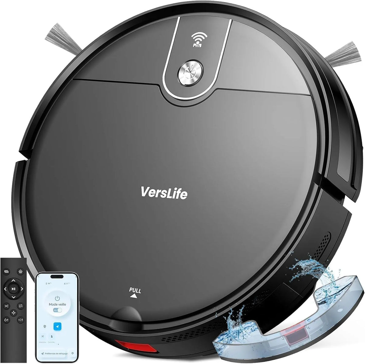 Aspirateur, VersLife L6 Robot Laveur, 2 en 1 Robot Laveur, 4000Pa, 120 Min d'Autonomie, Télécommande, Alexa, WiFi, APP