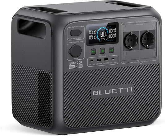 Générateur électrique, Recharge de 0-80% en 45 Min, puissance 3900W Power Lifting, Urgence et Vacances, BLUETTI Elite 200 V2 Électrique Portable