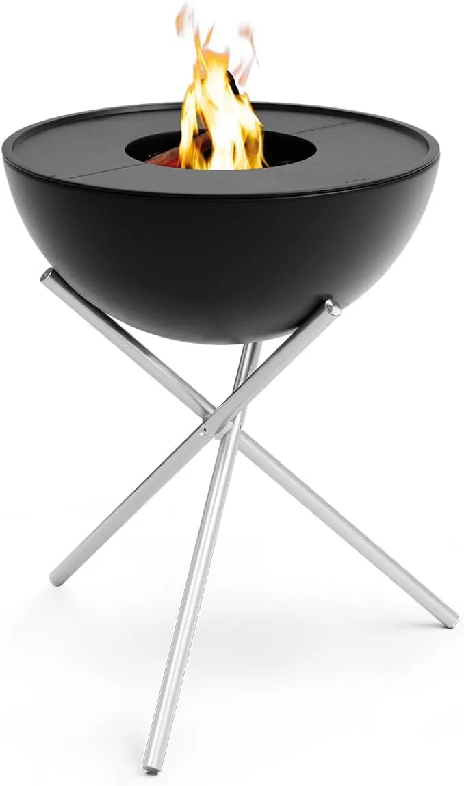 Höfats, Set Bowl 70 Haut, Acier Émaillé, finition noire, Ø 70 cm, Inclinable Avec 2 Plaques de Cuisson, Brasero et Plancha Sans Fumé