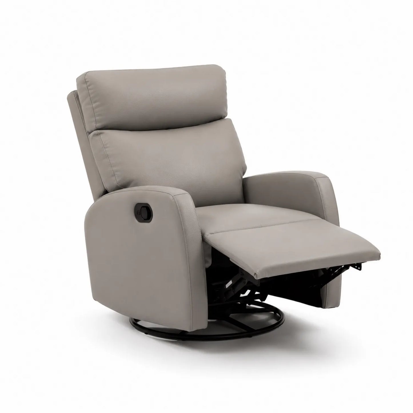 Fauteuil inclinable pivotant en cuir synthétique Gris avec repose-pieds