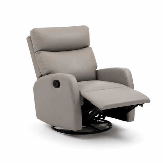 Fauteuil inclinable pivotant en cuir synthétique Gris avec repose-pieds