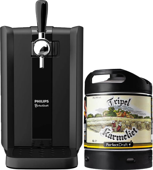 PerfectDraft Black, Machine Pression À Domicile, Pack Tireuse À Bière + 1 Fût Tripel Karmeliet 6L, Refroidissement À 3°C, Idée Cadeau Amateur Bière