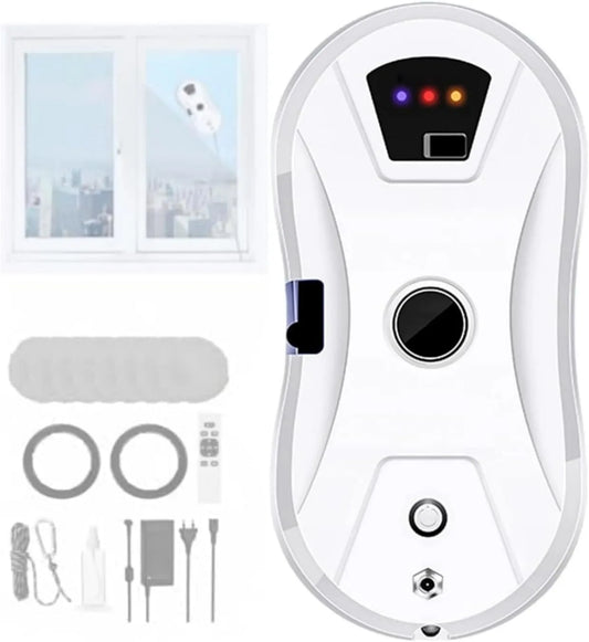 Vitres Robot Nettoyeur, Système de Sécurité et 10 Chiffons, Télécommande, pour Toutes Surfaces Lisses, Navigation Intelligente