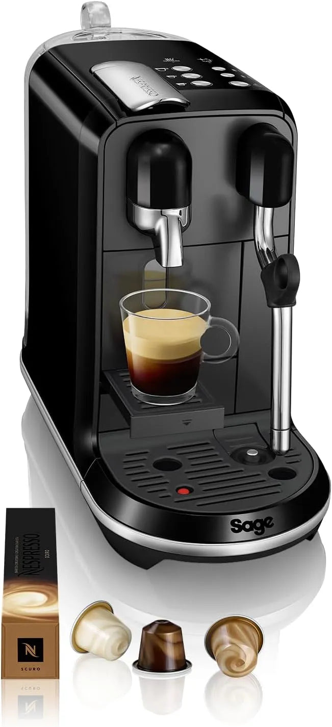 Nespresso Sage SNE600, finition noire Sésame, the Creatista Uno de avec 8 programmes de préparation du lait