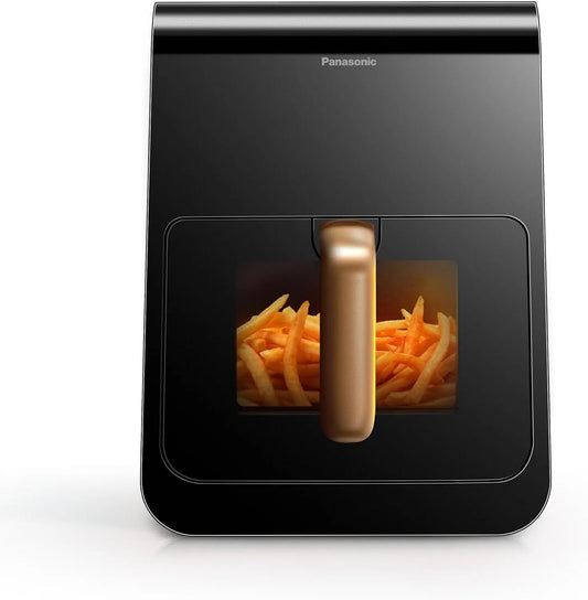 Panasonic modèle NF-CC600AXE, 80-200°C, AirFryer Friteuse sans huile avec Hublot, Vapeur Douce, finition noire, capacité 6L, 11 Préréglages